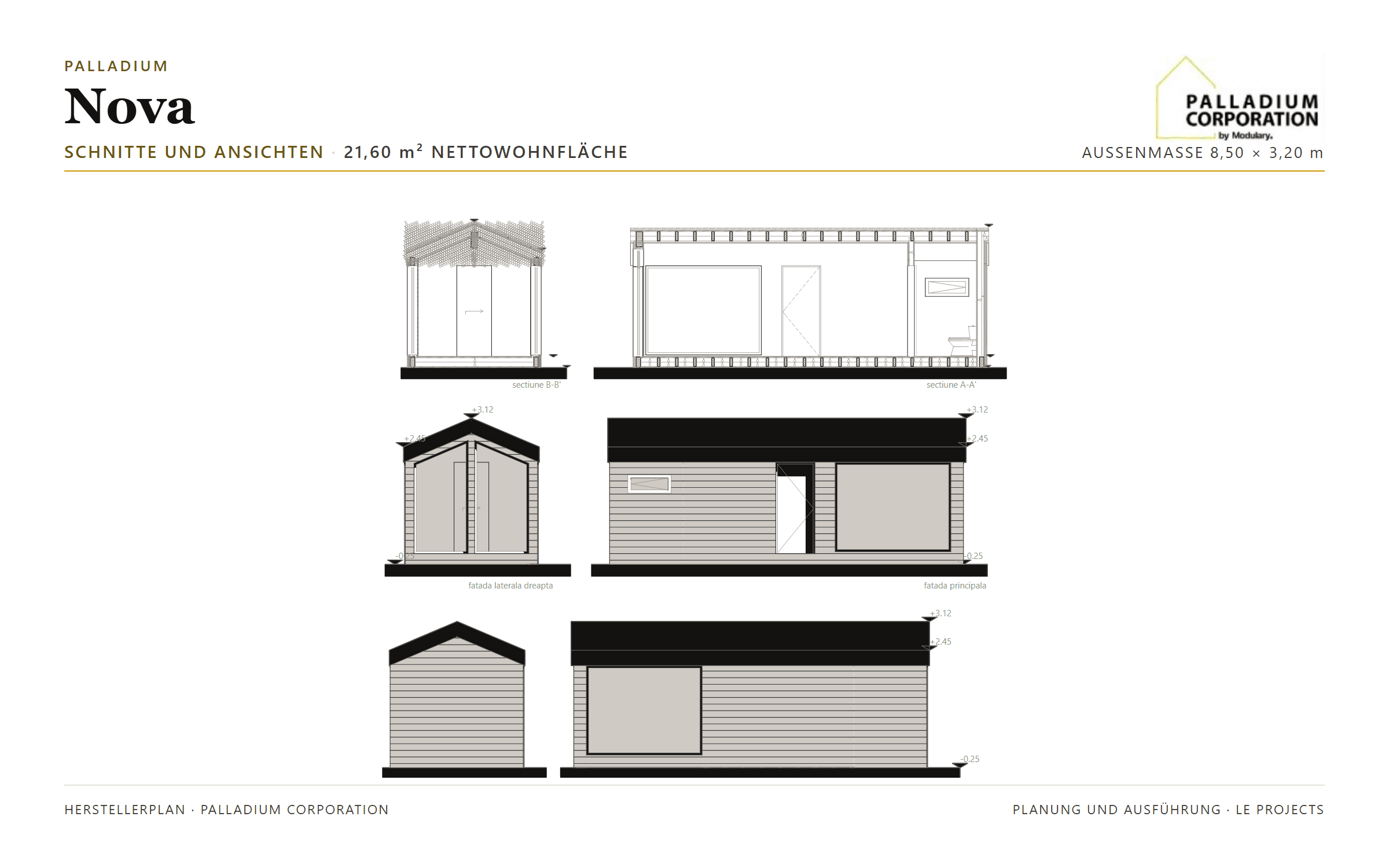 Palladium Nova &ndash; Schnitte und Ansichten, Planblatt