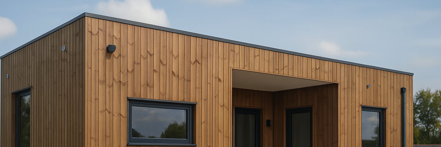 Visualisierung: Palladium Zoe, Au&szlig;enansicht des Moduls in Holzrahmenbauweise