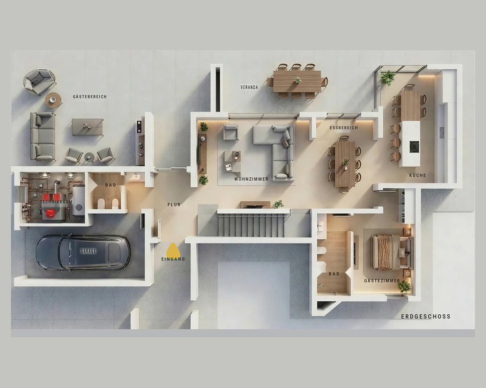 Grundriss Erdgeschoss der Palladium Villa 906