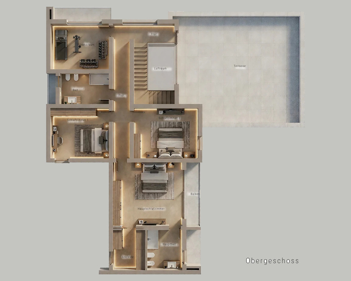Grundriss Obergeschoss der Palladium Villa 909